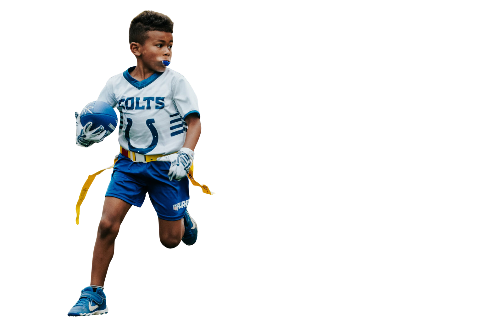 Youth sports league near me: athlete playing flag football and basketball in Cobb, Fulton, and Gwinnett.